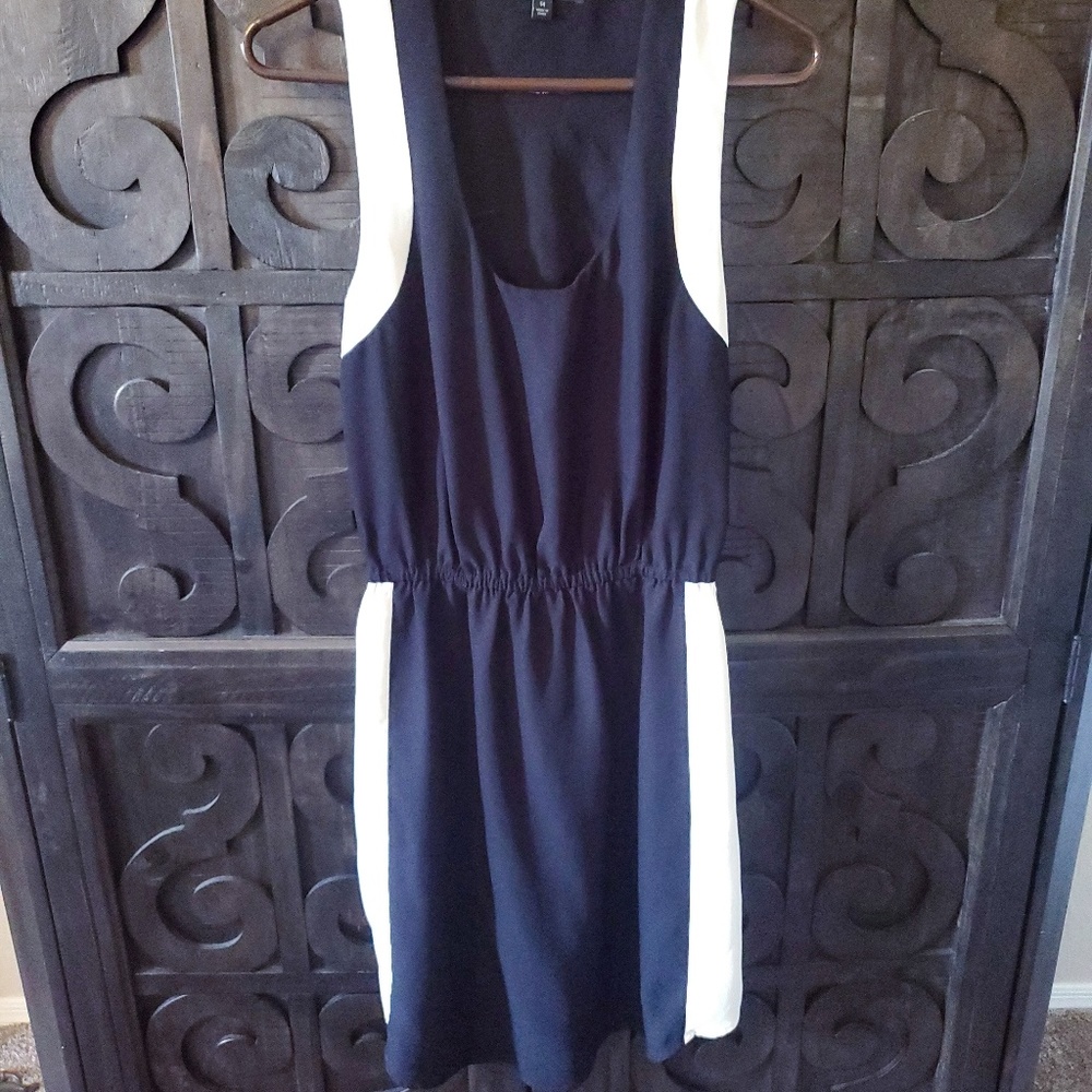 Banana Republic Navy and White Midi Dress